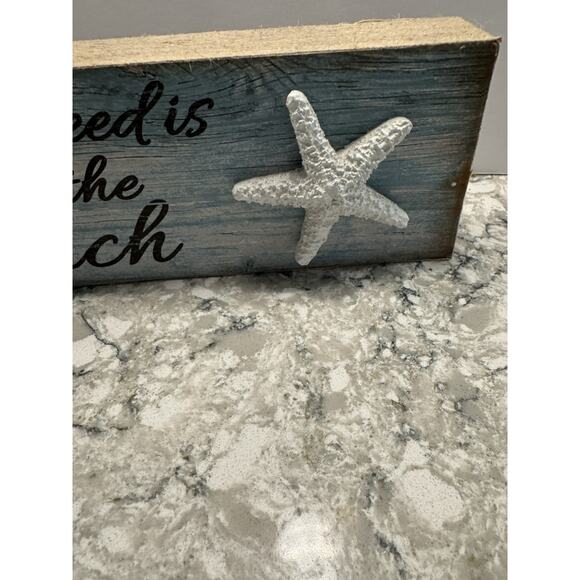 Coastal Wooden Sign All You Need Is Love and the Beach Hanging 14” X 4” - Picture 5 of 8